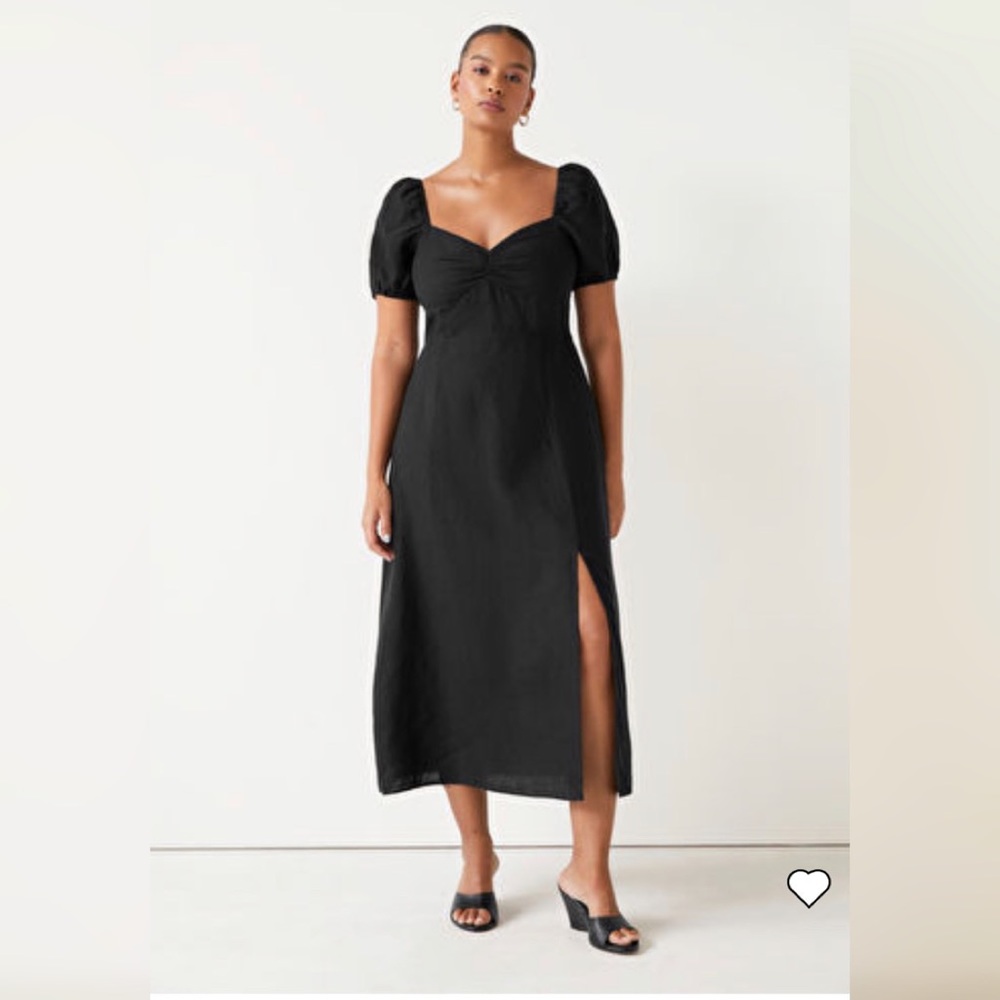 Puff Sleeve Linen Midi Dress *NEW*